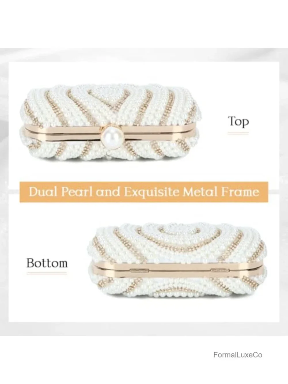 Pearl Clutch Purse for Women Wedding Bridal Evening Bag Beaded Formal Clutch
